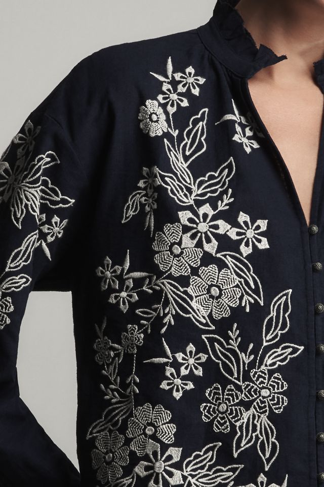 The Tavi Buttondown Blouse by Pilcro: Embroidered Edition #3