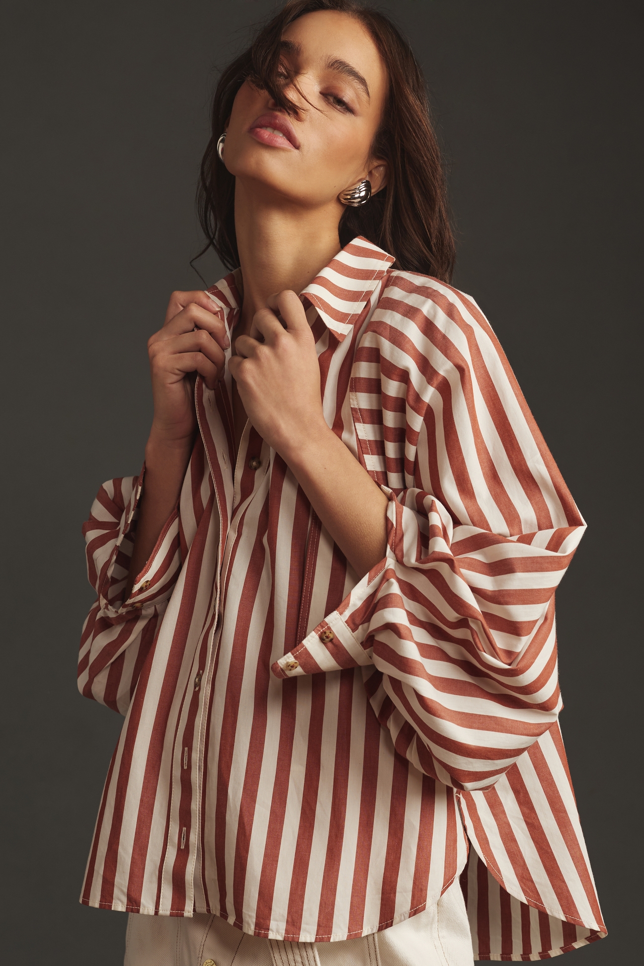 The Bailey Boyfriend Batwing Buttondown Blouse by Pilcro