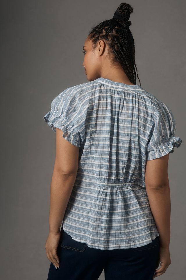 The Tatum Flutter-Sleeve Blouse by Pilcro: Striped Edition #5