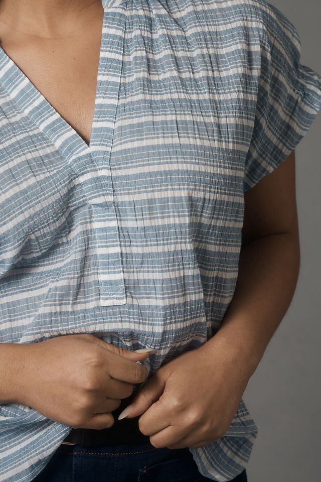 The Tatum Flutter-Sleeve Blouse by Pilcro: Striped Edition #6