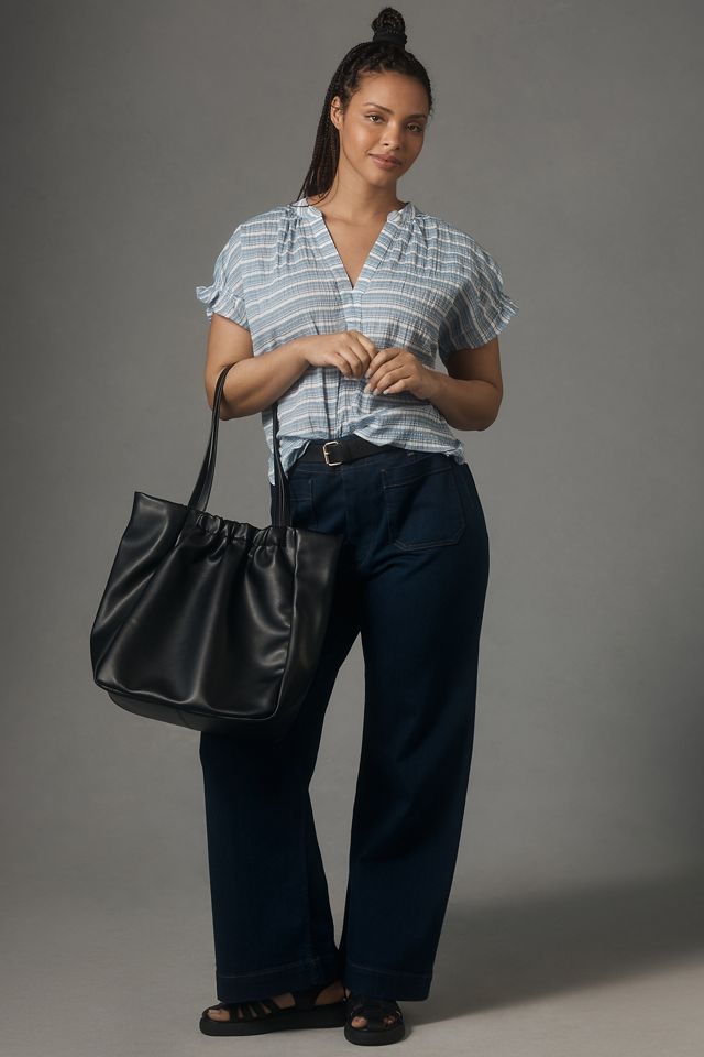 The Tatum Flutter-Sleeve Blouse by Pilcro: Striped Edition #7