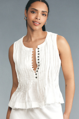 The Lottie Pleated Linen Tank Top