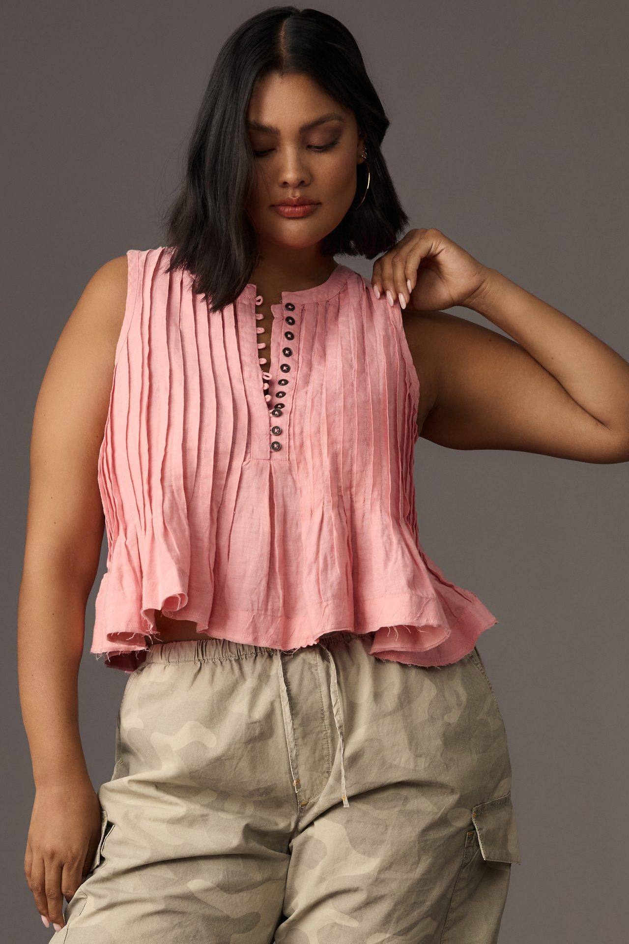 The Lottie Pleated Linen Tank
