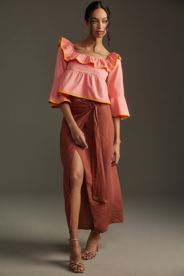 Maeve Square-Neck Ruffle Babydoll Top #1