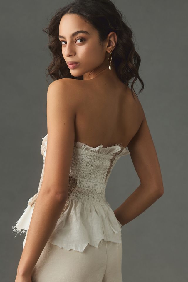 By Anthropologie Strapless Smocked Top #1