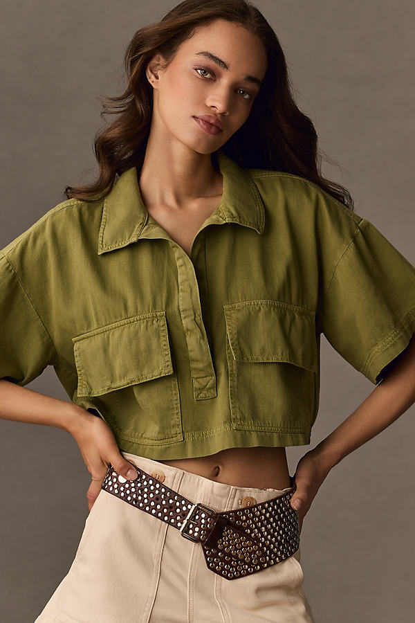 Pilcro Short-sleeve Cropped Tee In Green