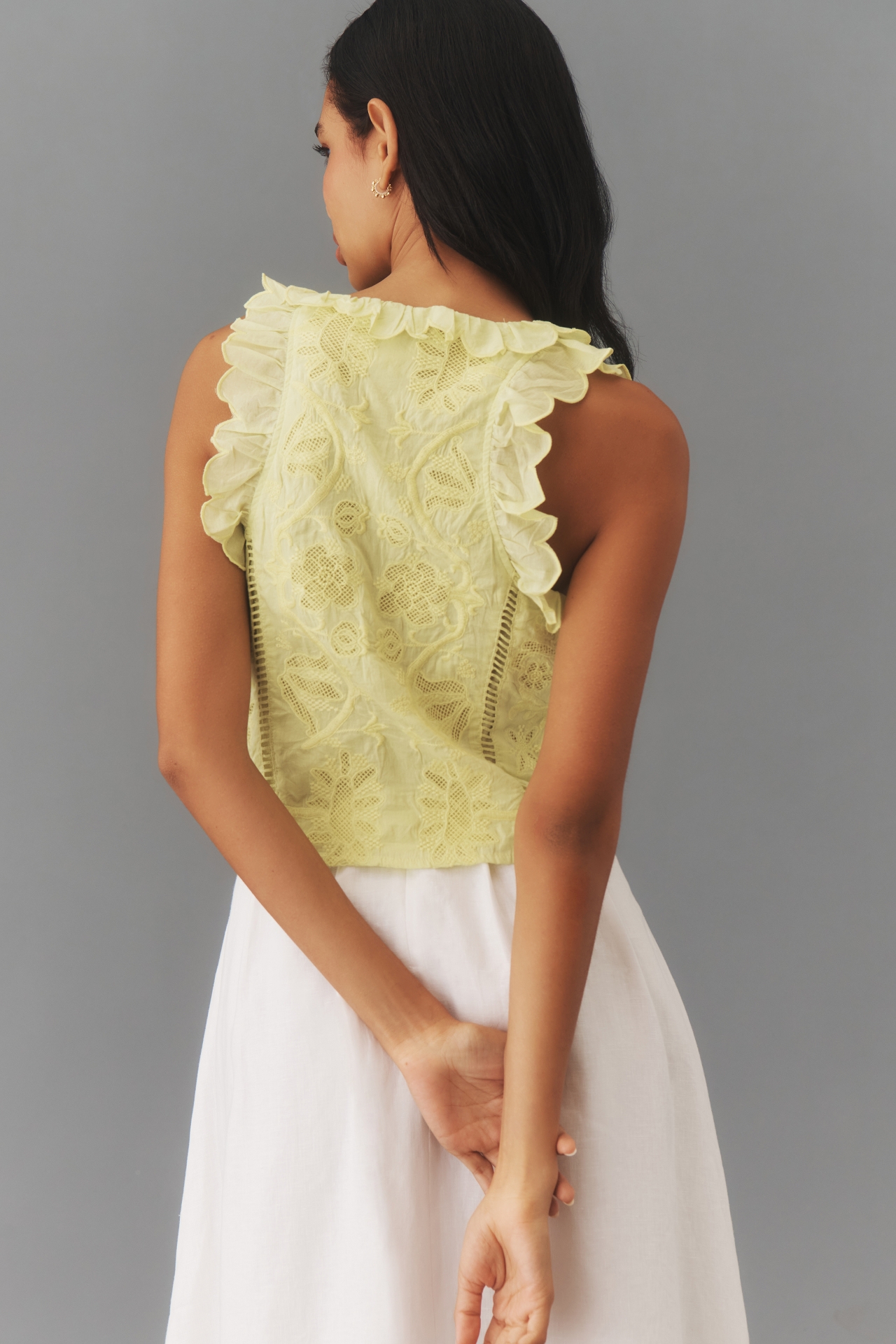 By Anthropologie Sleeveless Ruffled Top