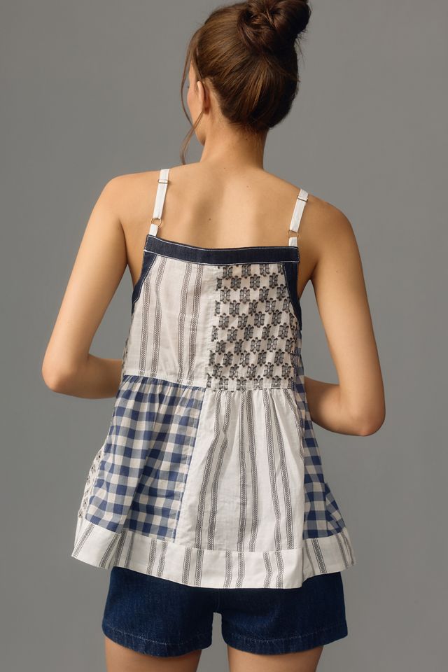 Pilcro Patchwork Button-Front Apron Tank | Anthropologie