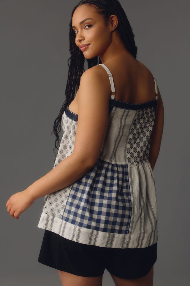 Pilcro Patchwork Button-Front Apron Tank | Anthropologie