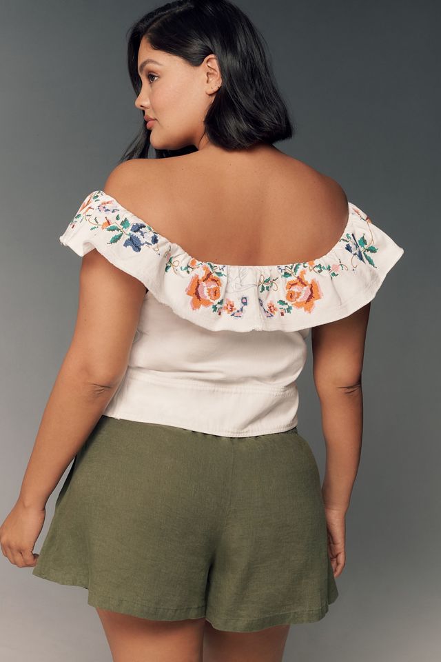 Pilcro Embellished Ruffle Collar Top #5