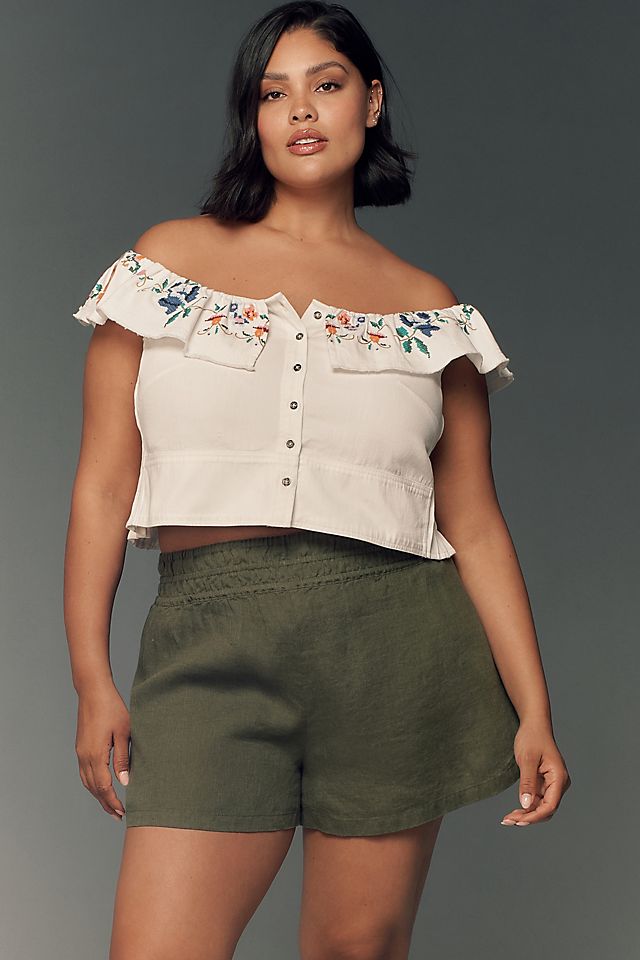 Pilcro Embellished Ruffle Collar Top | Anthropologie Pilcro Embellished Ruffle Collar Top | Anthropologie