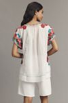 By Anthropologie Short-Sleeve Embroidered Tunic Top