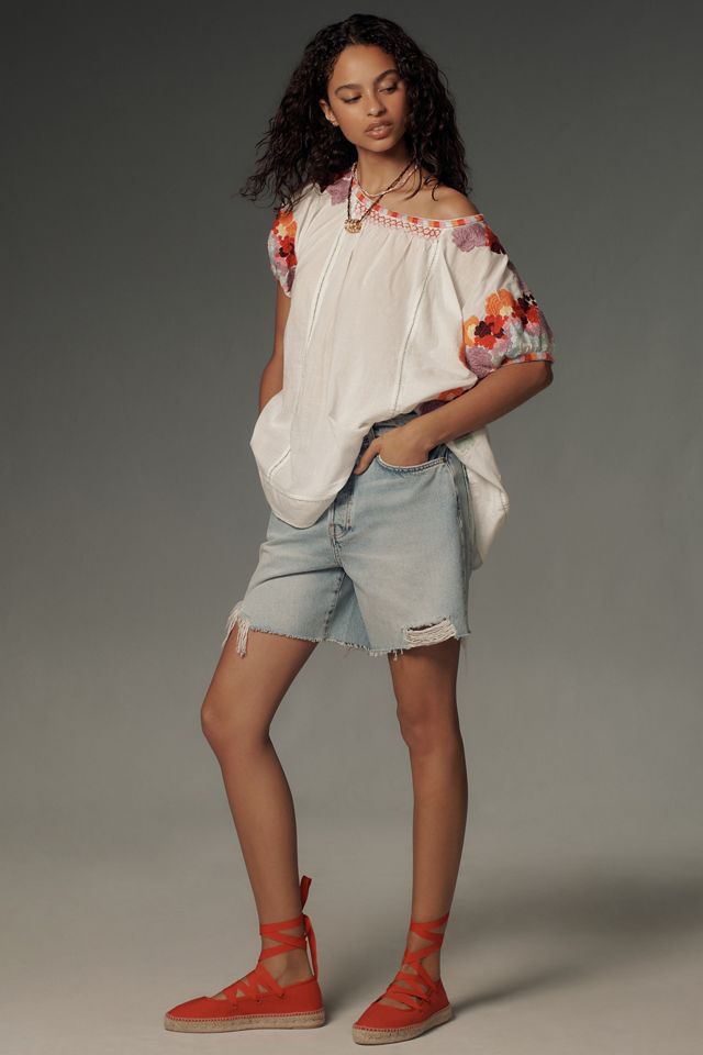 By Anthropologie Short-Sleeve Embroidered Tunic Top #3