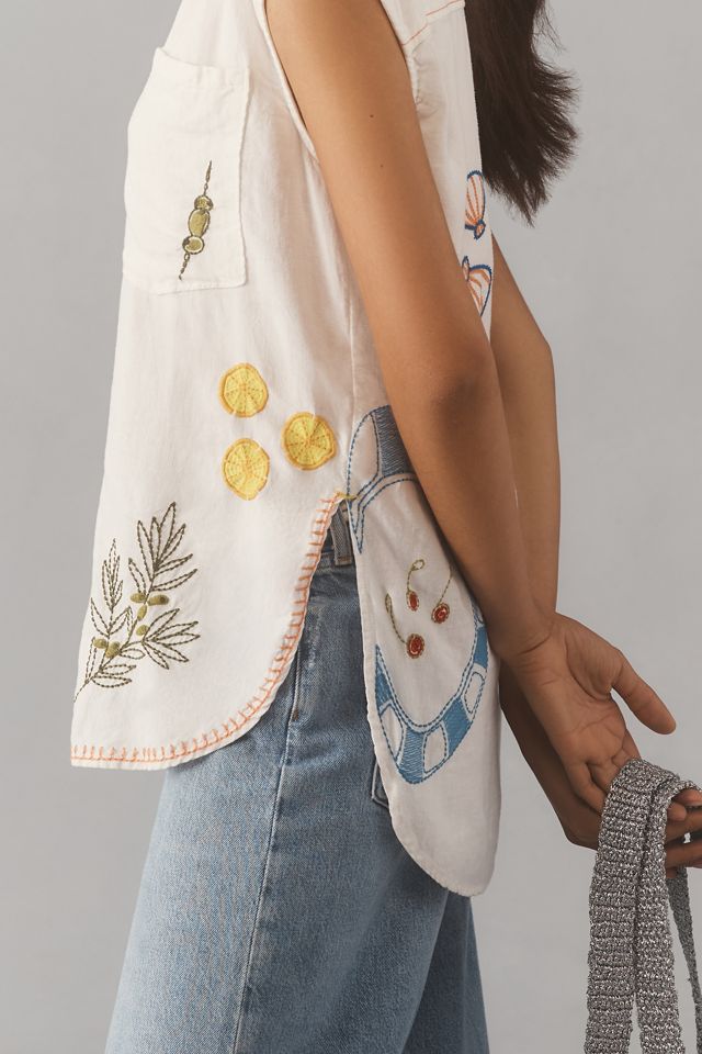 The Bennet Buttondown Shirt by Maeve: Printed Linen Muscle Tank Edition #4