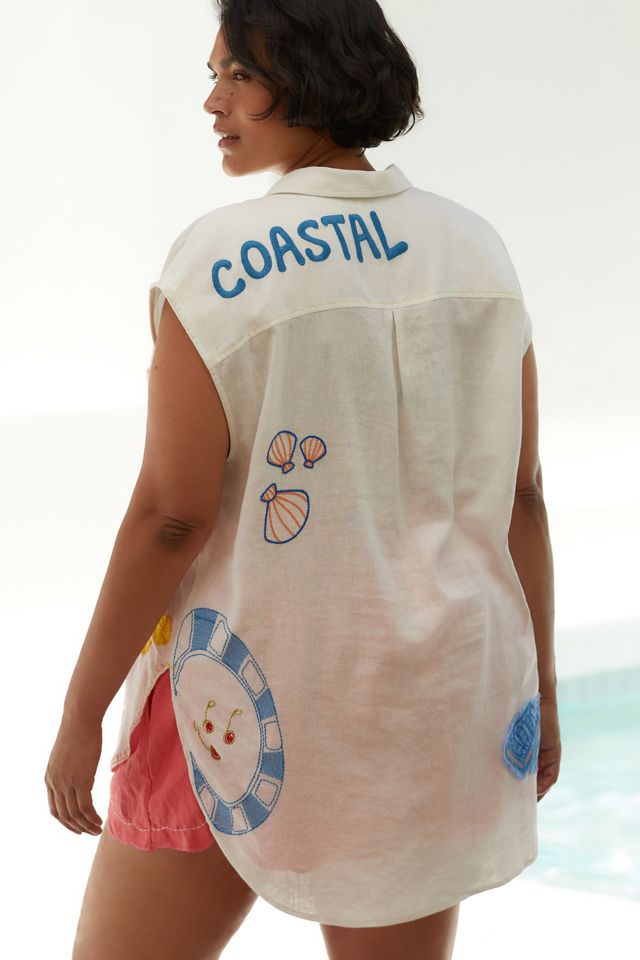 The Bennet Buttondown Shirt by Maeve: Printed Linen Muscle Tank Edition #7