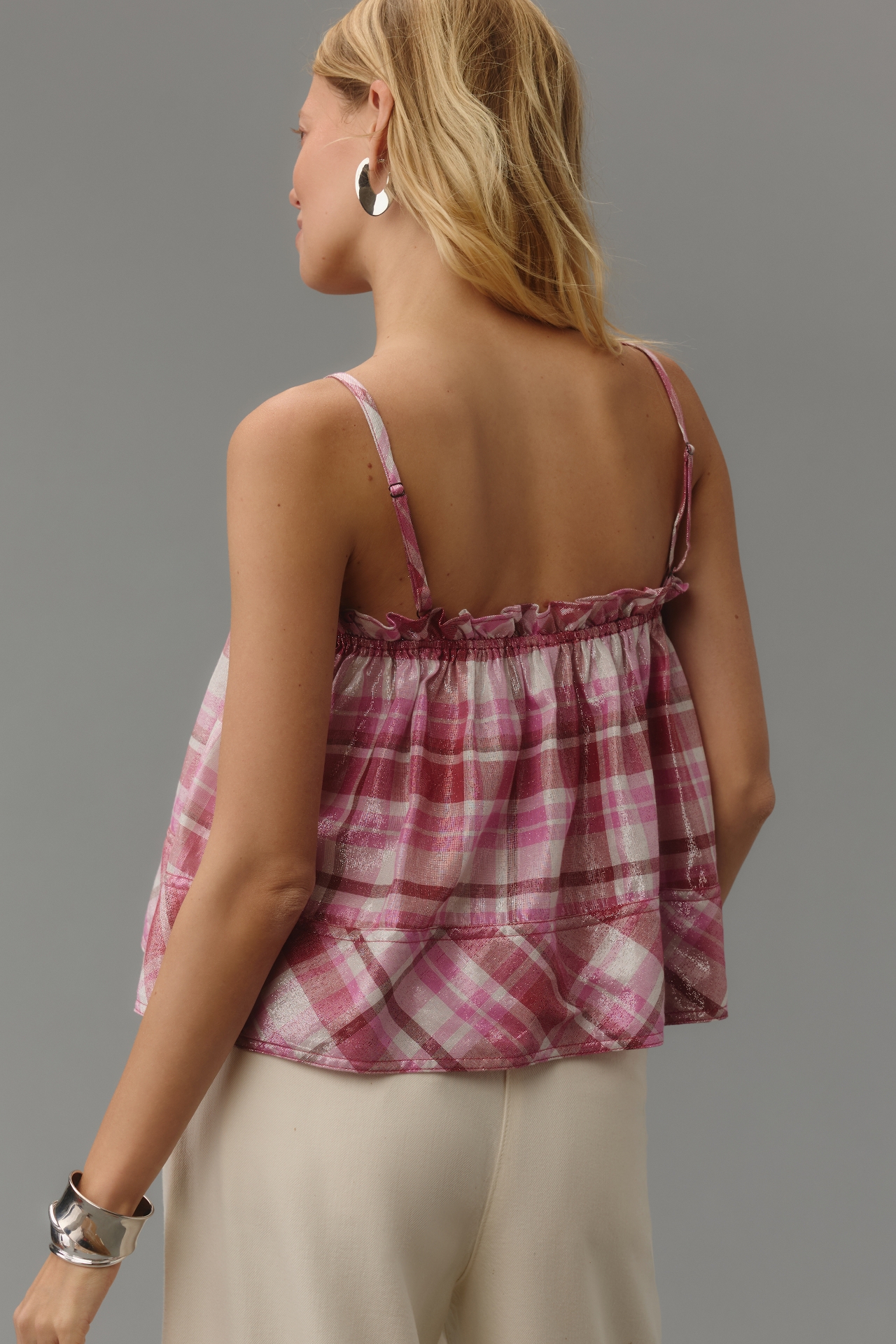 Pilcro Shine Plaid Tank