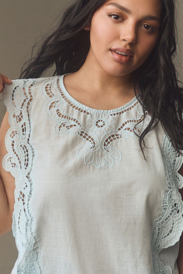 By Anthropologie Cutwork Lace Hanky Blouse | Anthropologie