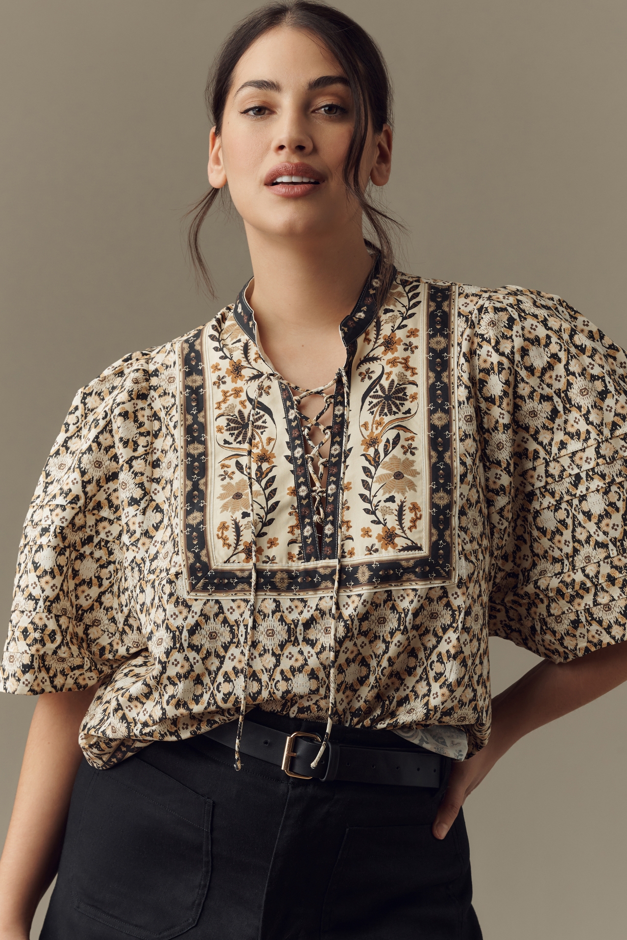 By Anthropologie Pleated Puff-Sleeve Blouse