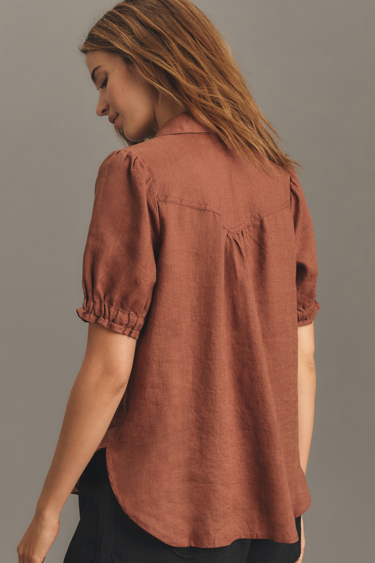 The Aly Puff-Sleeve Blouse by Pilcro: Linen Edition