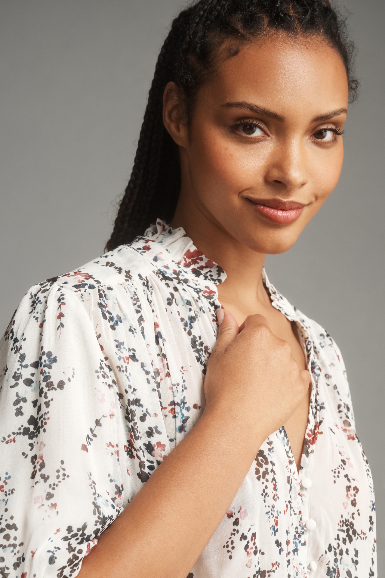 The Estela Sheer Printed Blouse: Short-Sleeve Edition