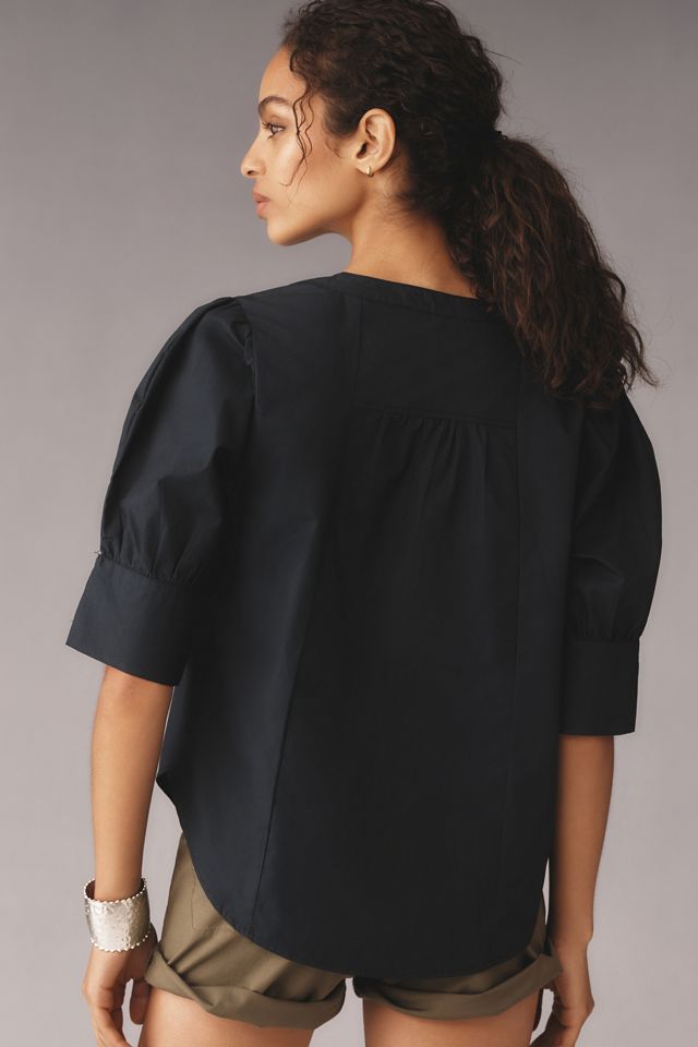 By Anthropologie Puff-Sleeve Sculpted Blouse #1