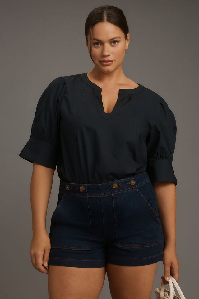 By Anthropologie Puff-Sleeve Sculpted Blouse #4