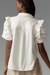 Pilcro Ruffle-Sleeve Denim Buttondown Shirt