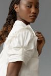 Pilcro Ruffle-Sleeve Denim Buttondown Shirt