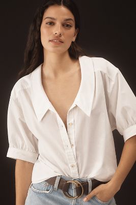 Shop Pilcro Relaxed-collar Blouse In White