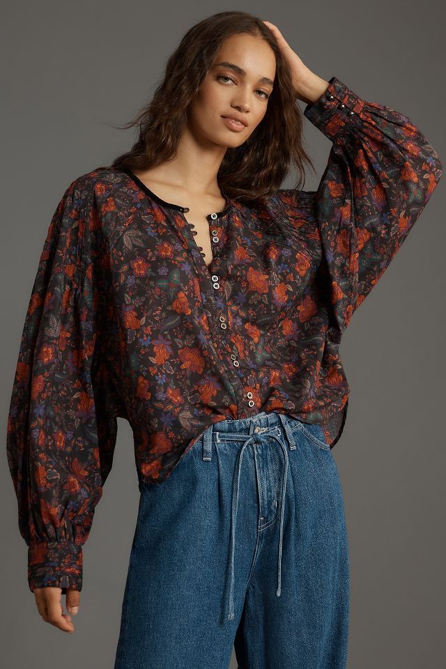 Anthropologie Rhylee Batwing Parachute Embroidered selling Blouse