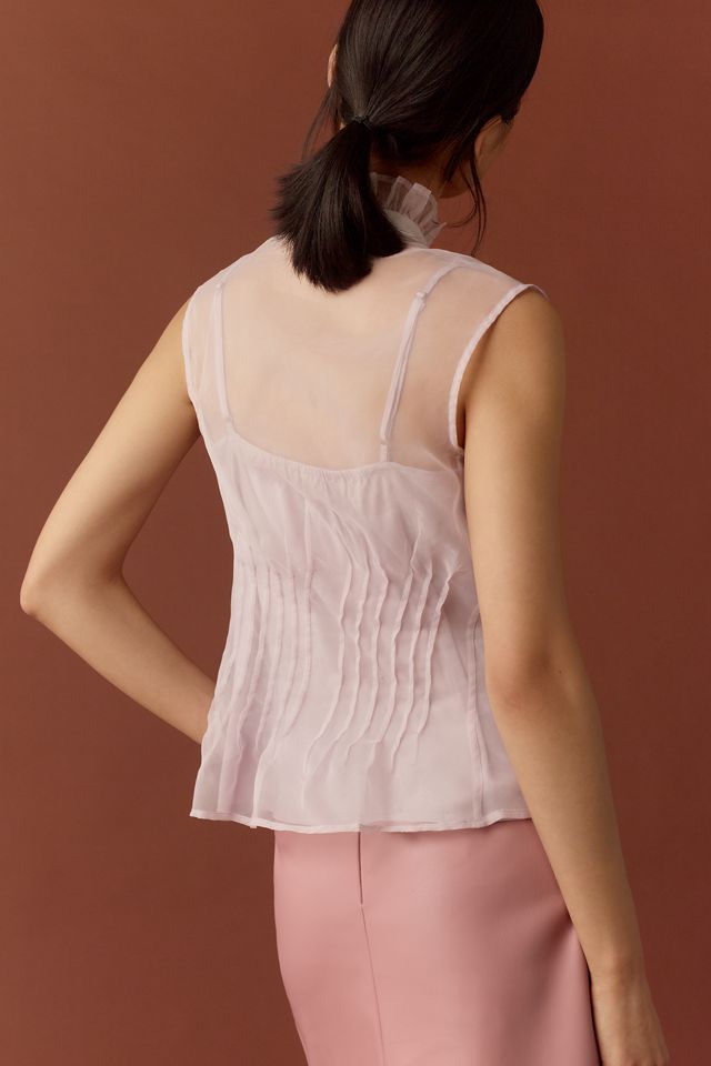 By Anthropologie Sheer Pleated Tank #1