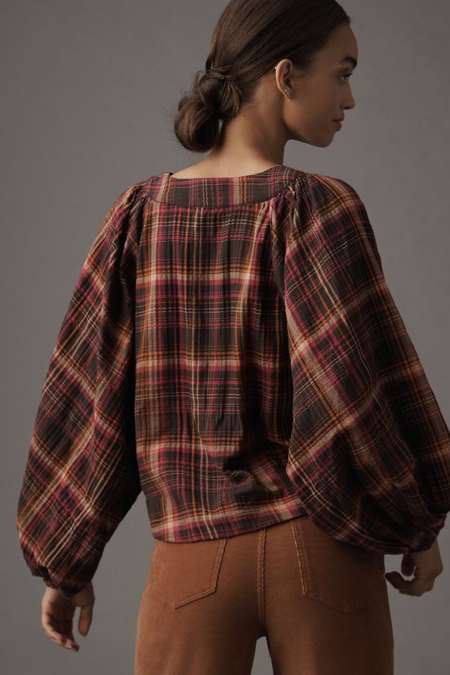 By Anthropologie Long-Sleeve Lace-Up Dolman Blouse #2