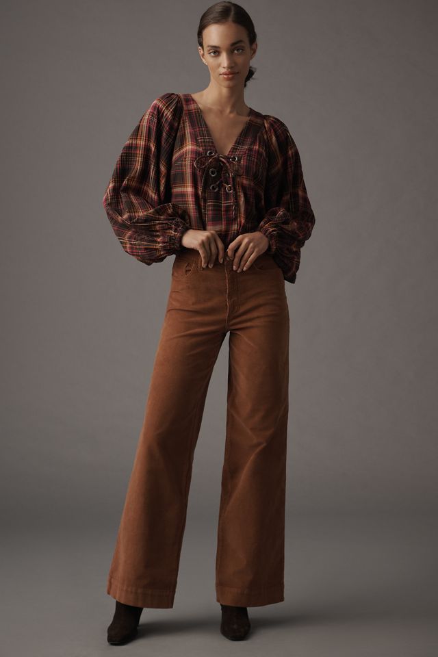 By Anthropologie Long-Sleeve Lace-Up Dolman Blouse #3