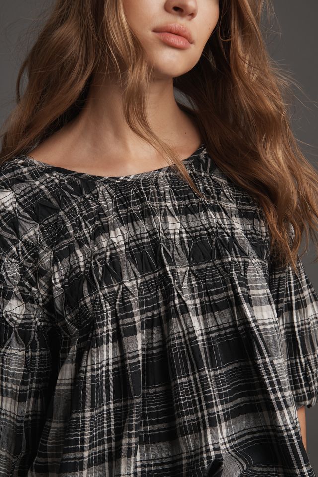 The Rory Puff-Sleeve Smocked Blouse by Pilcro #2
