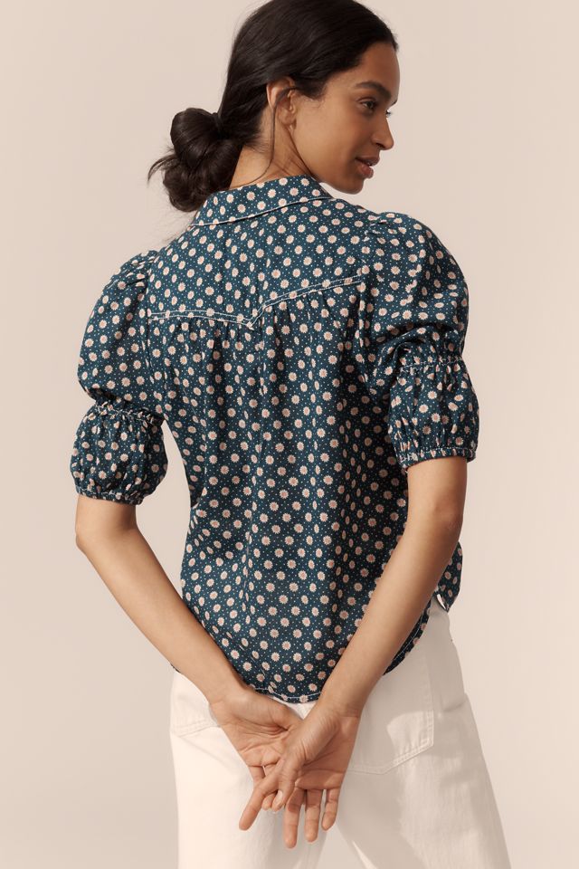 The Tallulah Double Puff-Sleeve Blouse by Pilcro #3