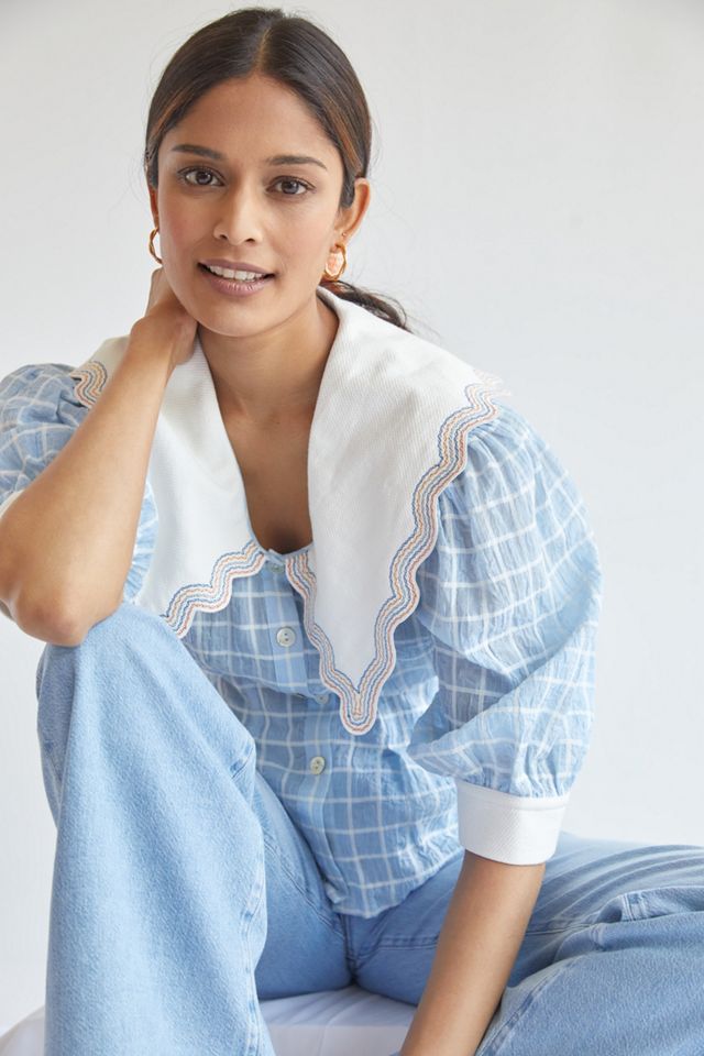 Plenty by Tracy Reese Embroidered Plaid Blouse #2