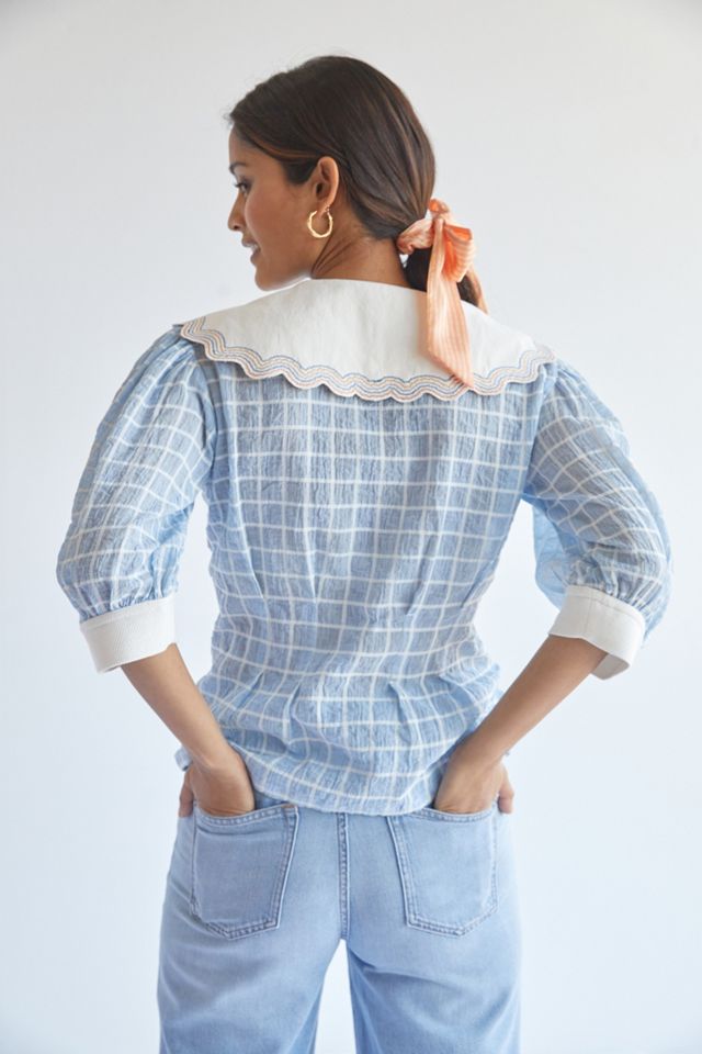 Plenty by Tracy Reese Embroidered Plaid Blouse #3