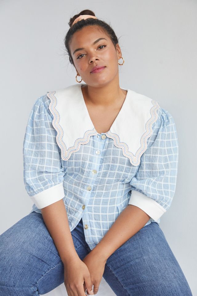 Plenty by Tracy Reese Embroidered Plaid Blouse #4