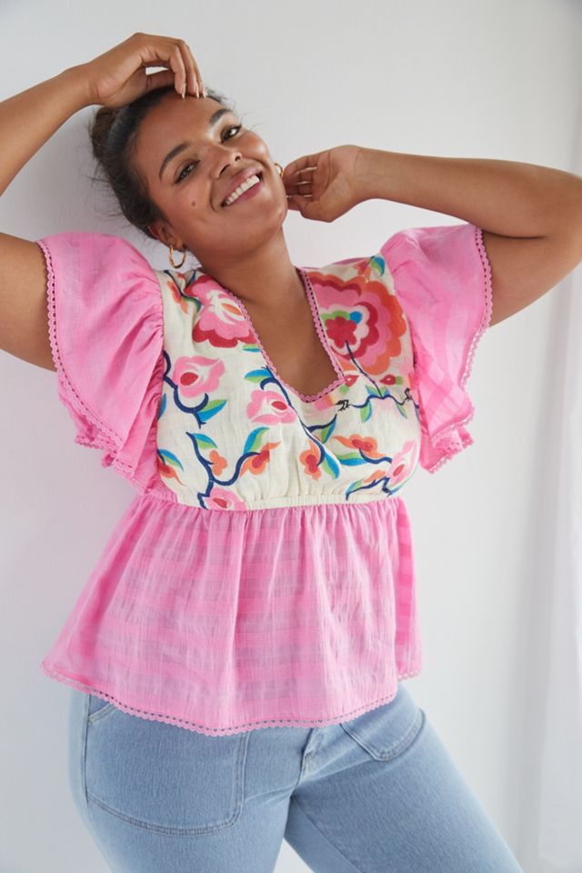 Plenty by Tracy Reese Embroidered Babydoll Blouse #4