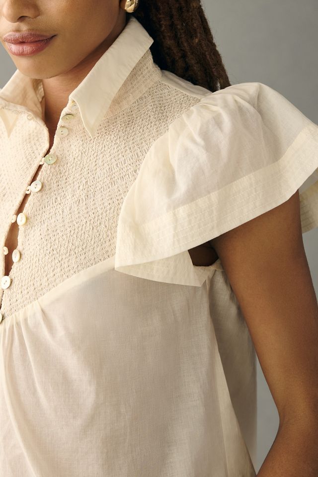 Hope for Flowers by Tracy Reese Smocked Henley Blouse #2