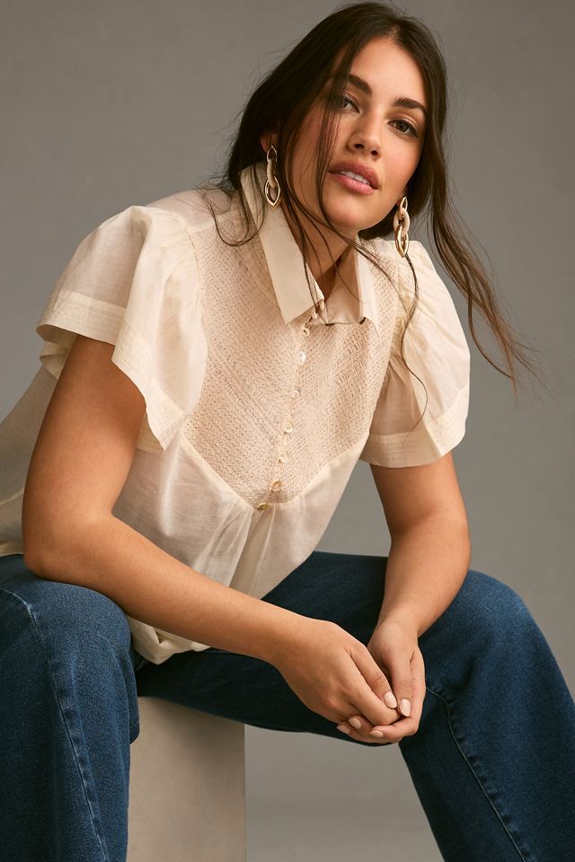 Hope for Flowers by Tracy Reese Smocked Henley Blouse #4