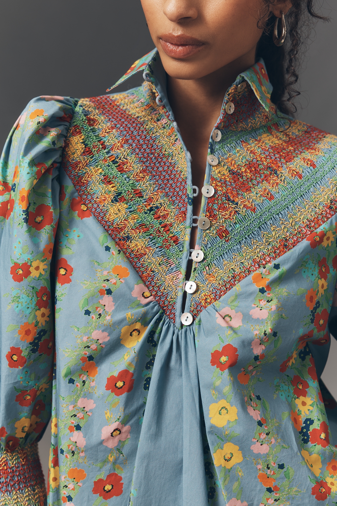 Hope for Flowers by Tracy Reece Soft Smocked Henley Shirt