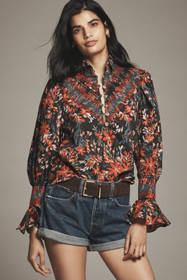 Hope For Flowers By Tracy Reese Hope For Flowers By Tracy Reece Soft Smocked Shirt Top In Red