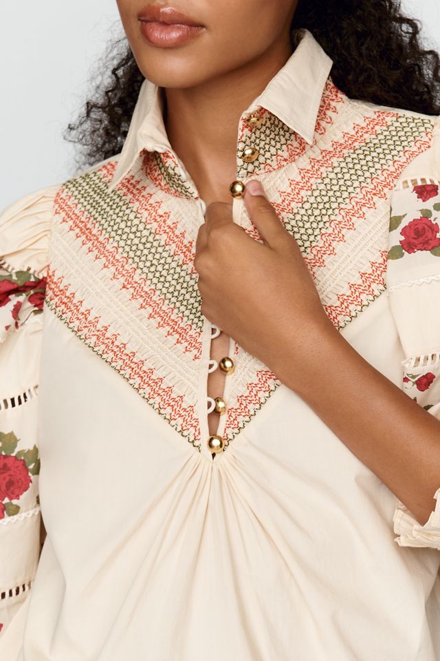 Hope for Flowers by Tracy Reece Soft Smocked Henley Shirt #1