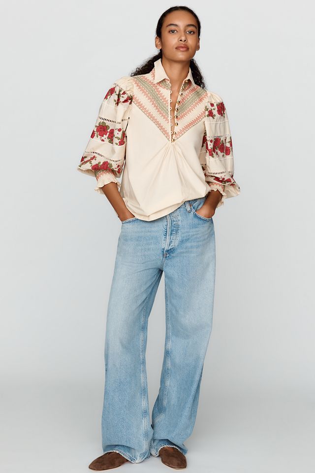Hope for Flowers by Tracy Reece Soft Smocked Henley Shirt #3