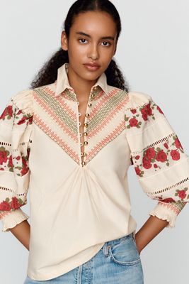 Hope for Flowers by Tracy Reece Soft Smocked Henley Shirt
