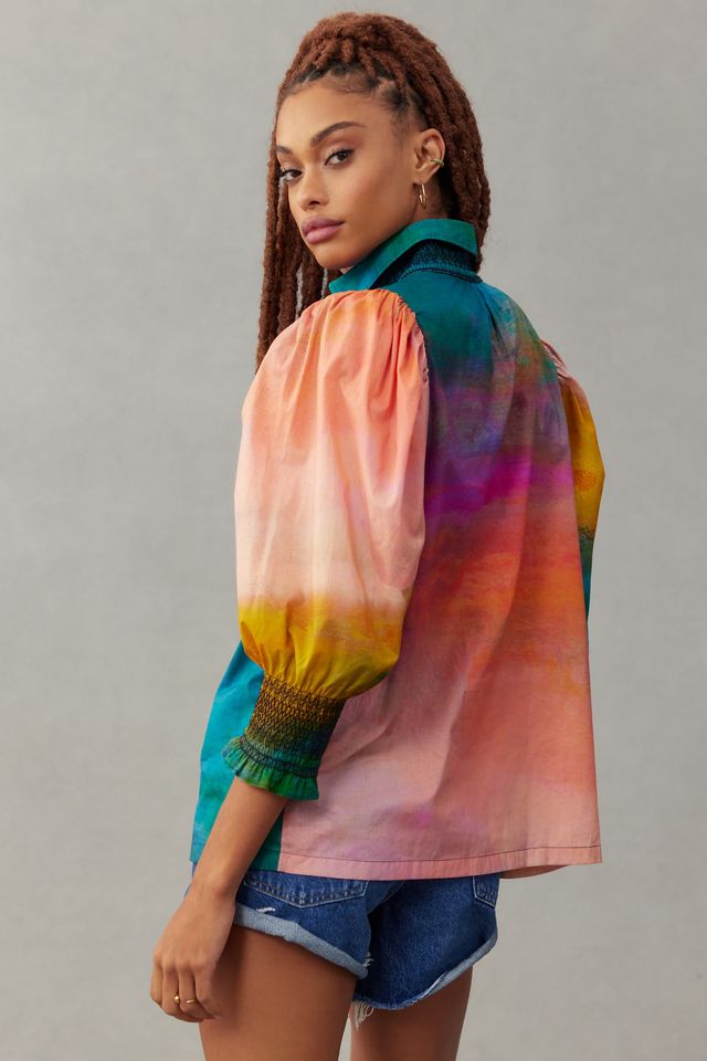 Hope for Flowers by Tracy Reese Smocked Henley Blouse #1