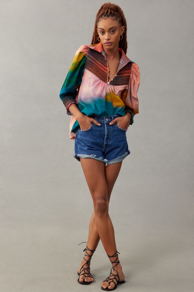 Hope for Flowers by Tracy Reese Smocked Henley Blouse #2