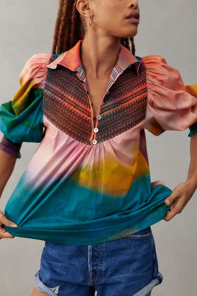 Hope for Flowers by Tracy Reese Smocked Henley Blouse #3