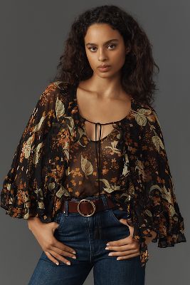 Shop Plenty By Tracy Reese Sheer Printed Blouse In Multicolor